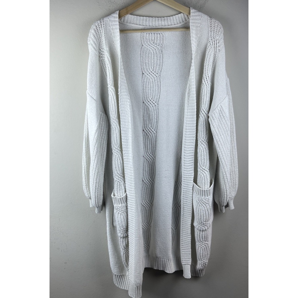 GRACE KARIN Women's White Cardigan Sweater Size‎ Large Open Front